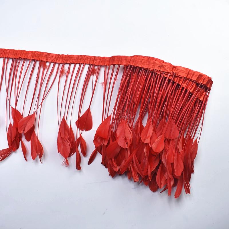 2Yards Dyed Stripped Coque Goose Feathers Trims Feather Trim White Feathers For Crafts Ribbon Wedding Feathers Decoration Plumas