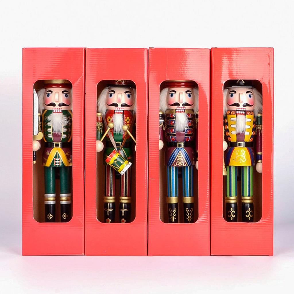 Merry Christmas Decorations Colorful Nutcracker Figurine Wooden Soldier King Puppet Ornament for Indoor Winter Table