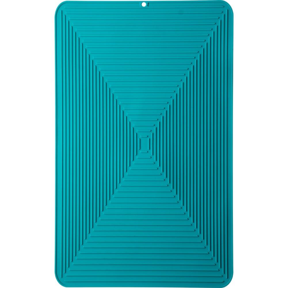 

Silicone Square Drain Mat Non Slip Foldable Washable Quick Dry 25x40cm For Kitchen Sink Counter Dish Drying Placemat Coaster озеро зелений колір