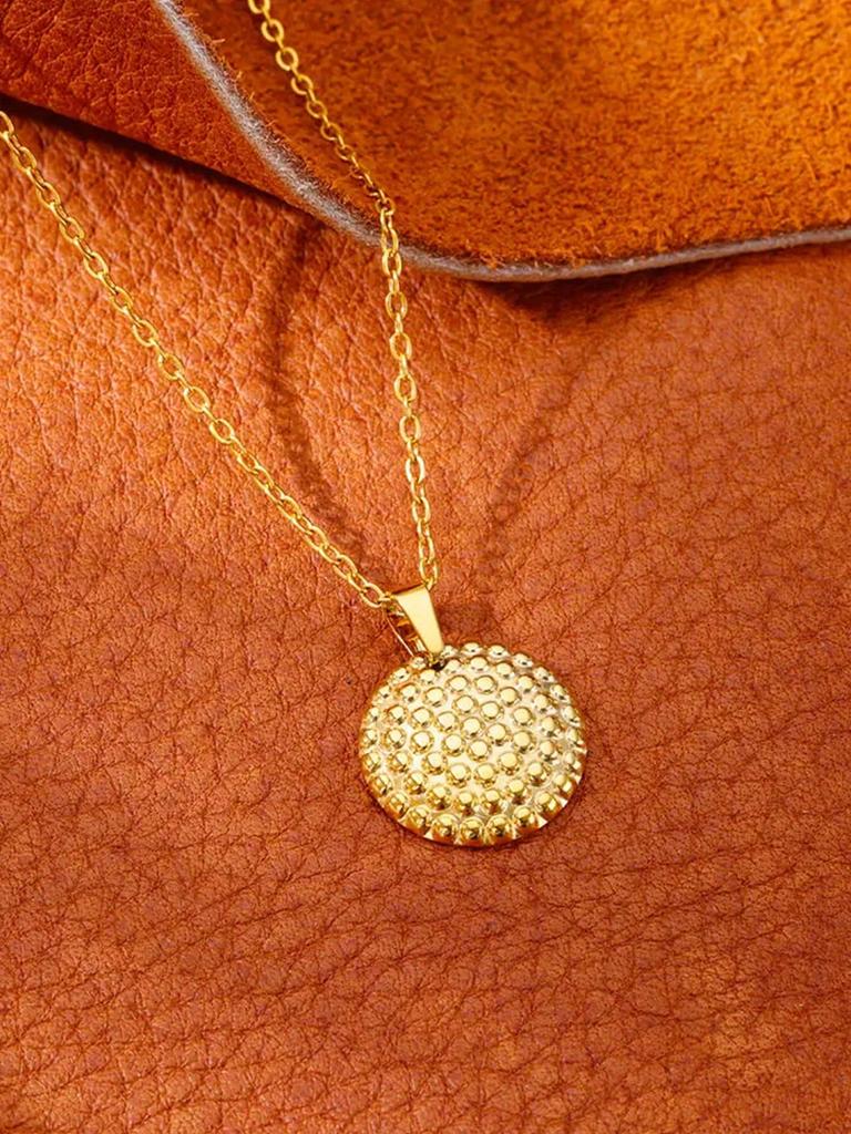 Oval Sun Pendant Necklace, Waterproof Gold Sun Necklace For Women, Couple Style, Stainless Steel Jewelry Choker.