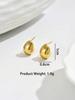 1 Pair Fashion Classic Simple 18k Gold Plated Waterproof Hollow Smooth Drops Stainless Steel Earrings