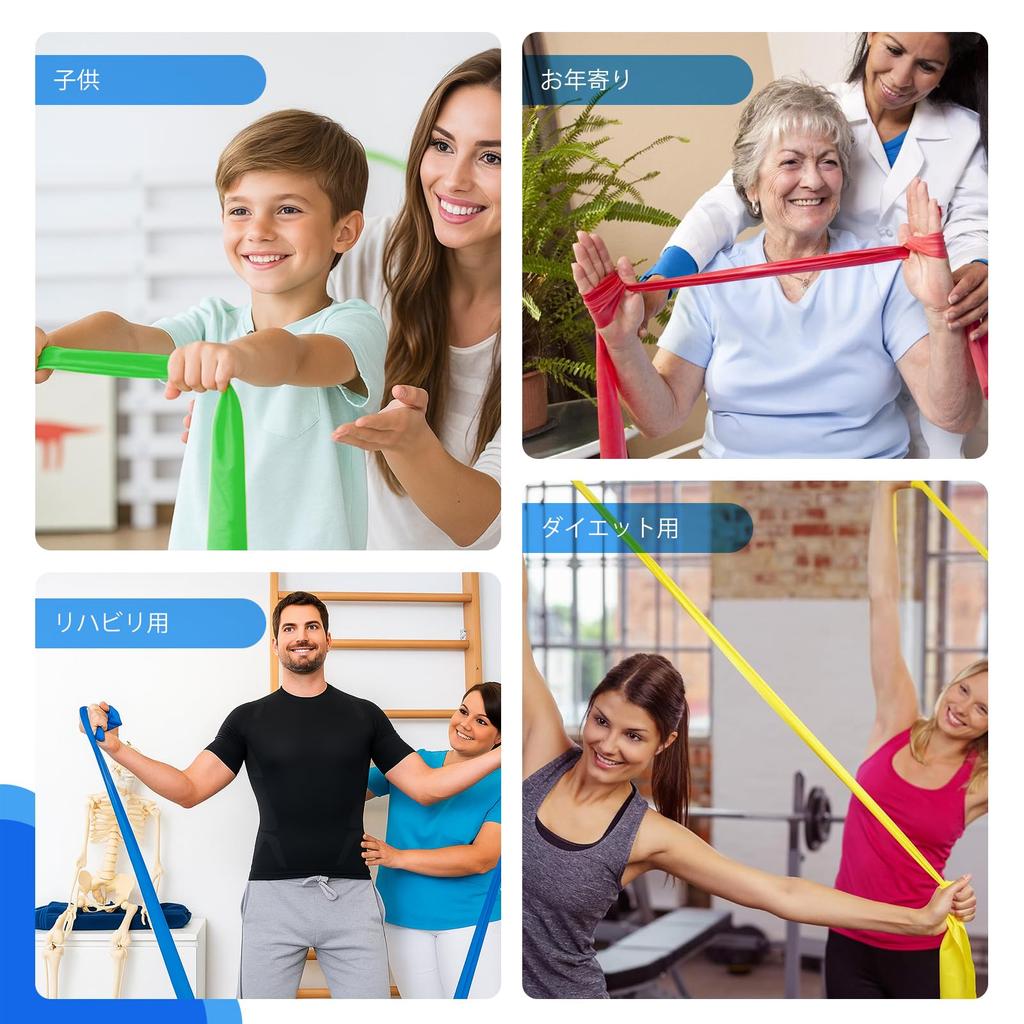 SURFOU Stretch Band 1.8m 32kg/70LBS Fitness Band Set of 4