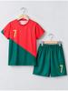 Kids 7# Soccer Uniform 2Pcs Red Green Spliced Quick Dry Football Shirt+Shorts Boys Girls Children Training Sport Kit For