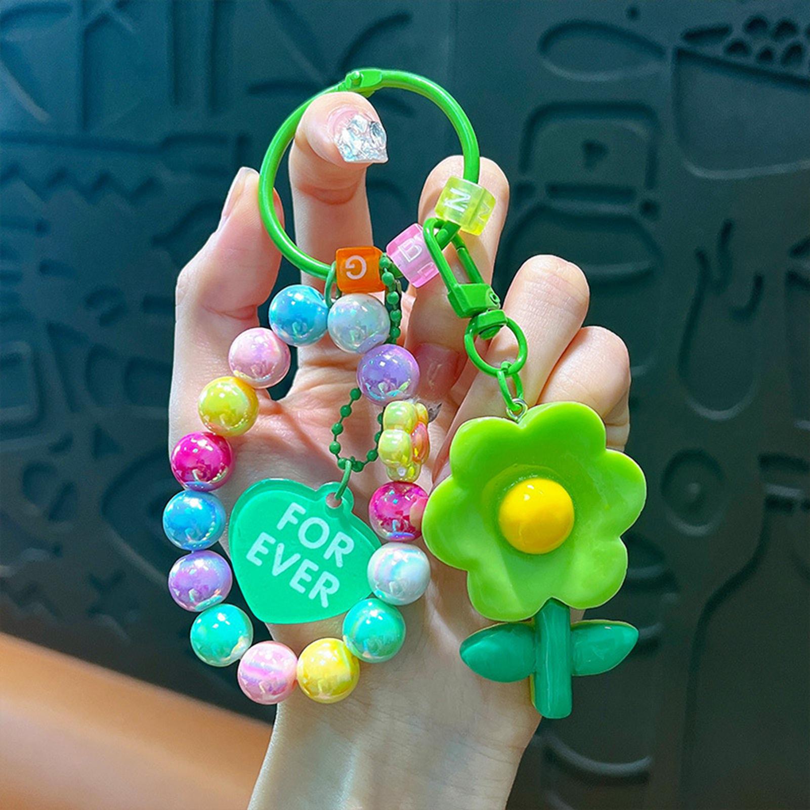 

1Pcs/lot Portable Cute Keychain Colorful Beads Keychain Handmade Beaded Wristlet Lanyard Bracelet for Kids Men Woman Boys Girls