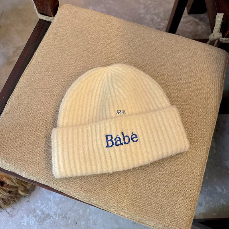 Letter Embroidered Woolen Hat Autumn and Winter Versatile Men and Women Outdoor Cycling Warm Pullover Knitted Woolen Hat