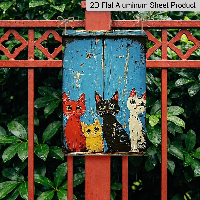 2D Flat, Vintage Metal Sign - Odd Cat Art Wall Sign, Rustic Home, Restaurant, Bar, Cafe, Garage Decor - Vintage Wrought Aluminum Wall Hanging, Odd