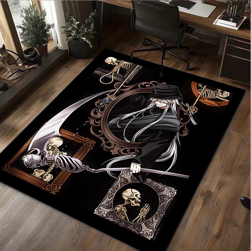 1Pc Black Butler Print Rug - home decoration Carpet For Living Room Bedroom Flooring Computer Chair Area Rug