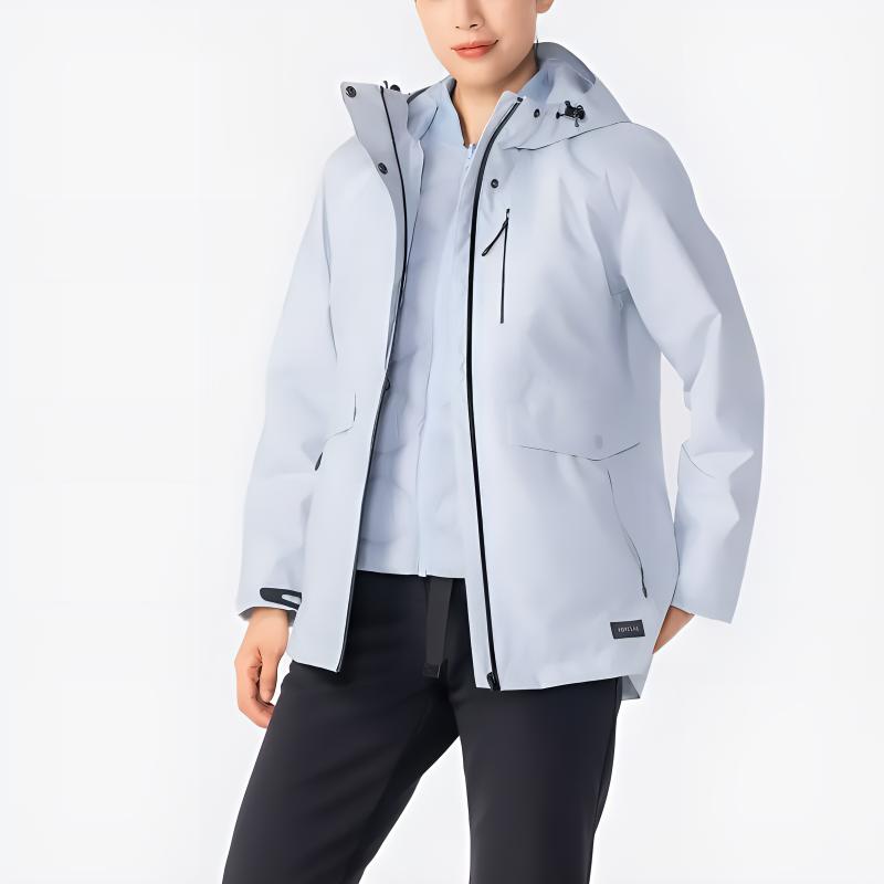 DECATHLON TRAVEL 500 Liner 3-in-1 Long Sleeve Waterproof Warm Jacket Women's Mist/Dream Blue
