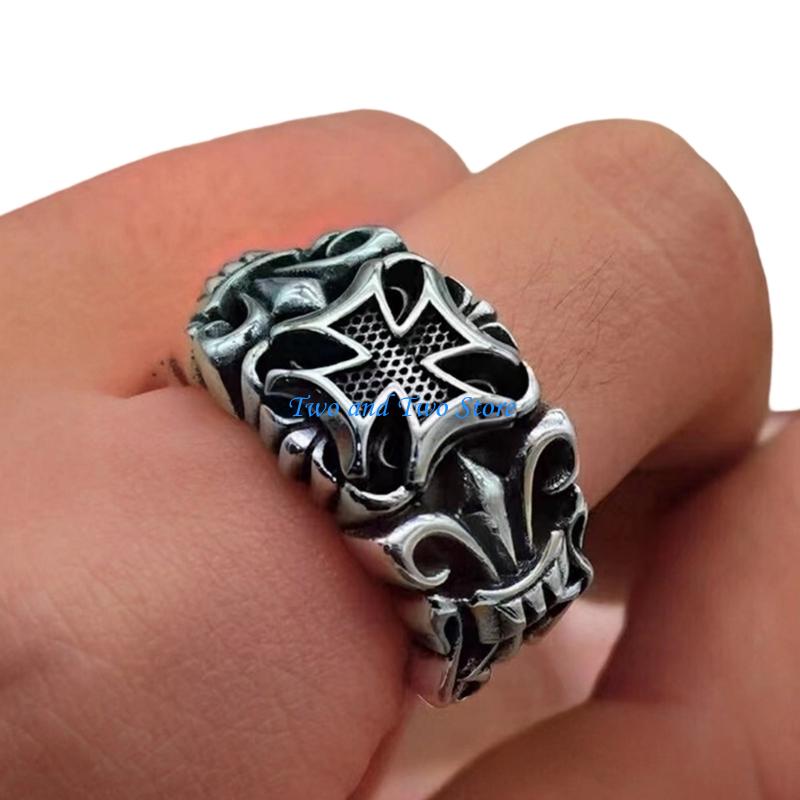 HX6F Poseidon Adjustable Rings Masculine Tridents Designs Alloy Gift For Him