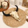 Halloween Kuhschädel Dekoration, Longhorn Kuhschädel Kopf Ornament, Wandbehang Tier Wildtier Skulptur für Zuhause Halloween Dekoration