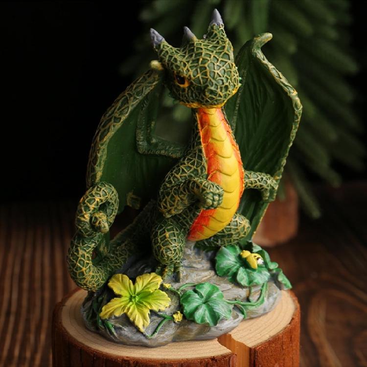 Resins Colorful Flower Dragon Miniature Figurine Ornament for Garden and Landscapes Office Home Desktop Cake Decoration