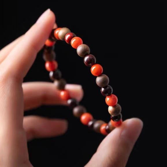 Ximu Fire Handcrafted Rosewood & Agarwood Bracelet - Five Elements Balance Wood Attribute Gift for Men & Women