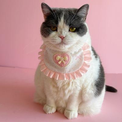 Sweet Cute Bowknot Pet Bib Lace Cats Dress Up Cat Scarfs Polka Dot Cat Bibs Collar Cat
