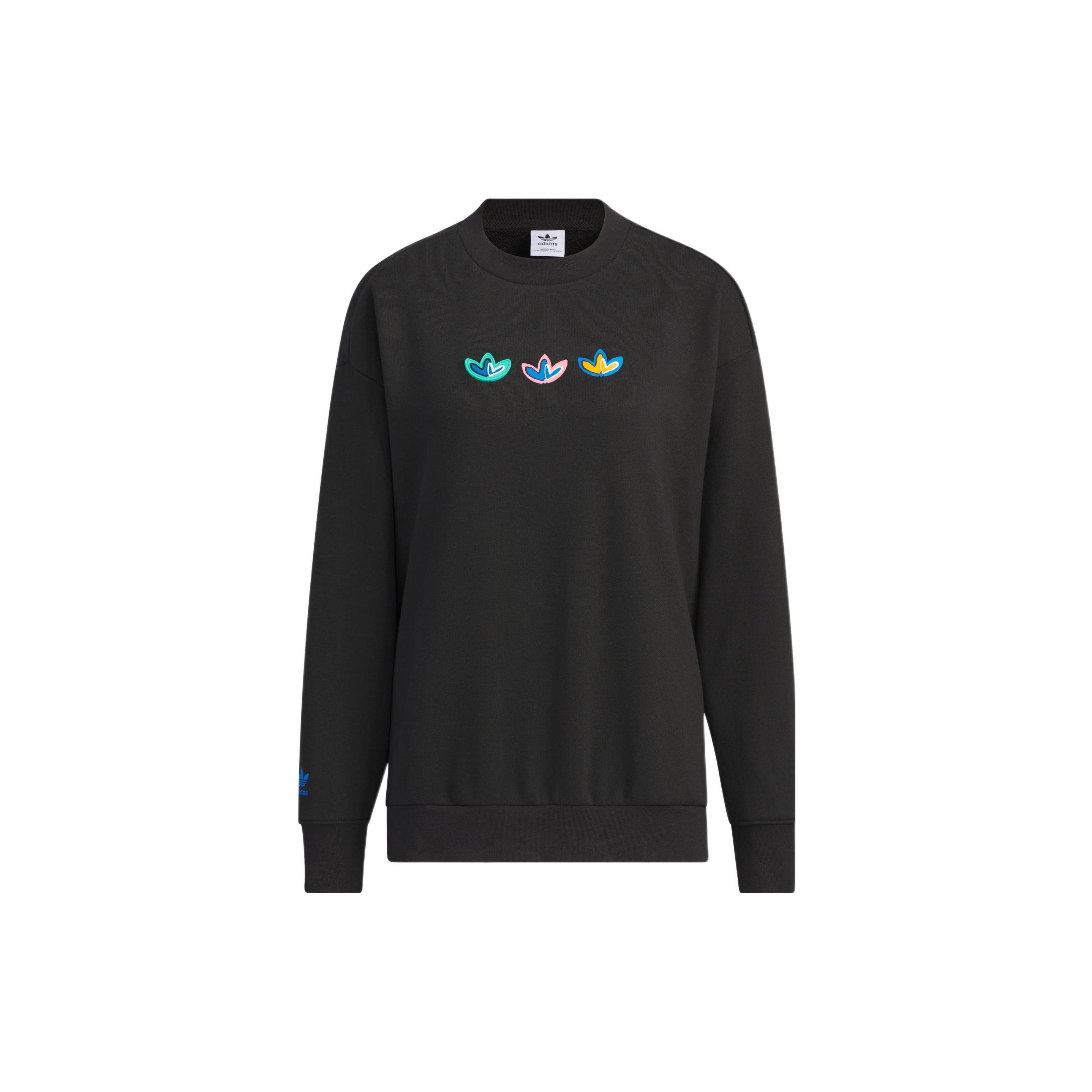 (WMNS) adidas Originals V-Day Crew Sweatshirts Black Women s IK8661 L