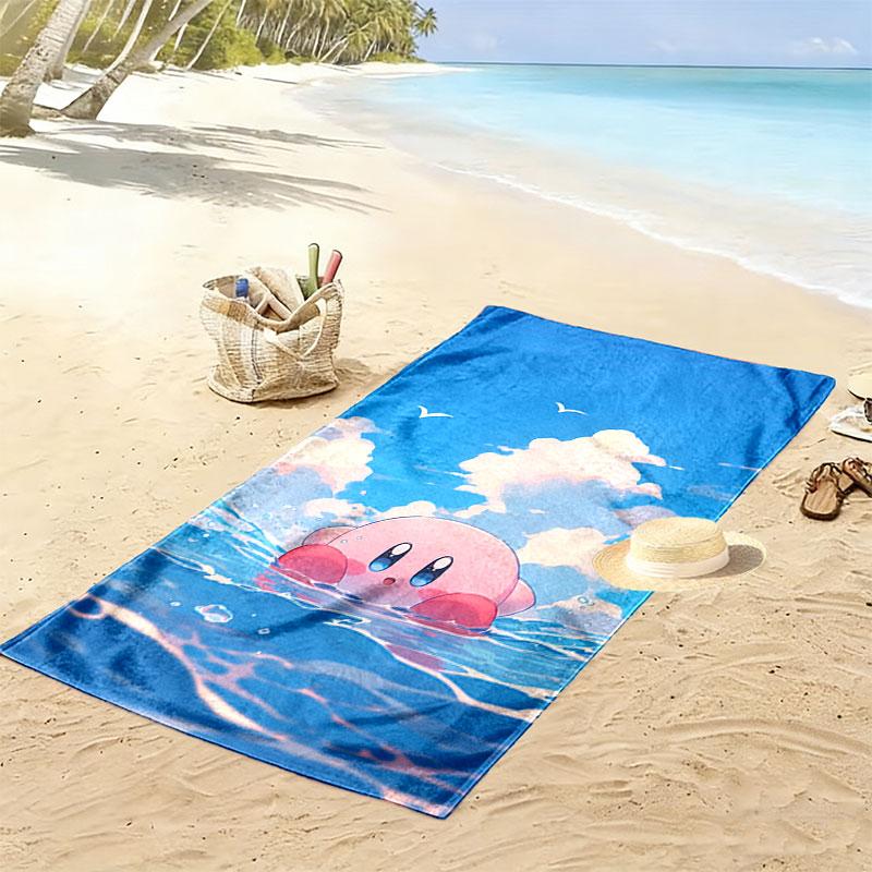 Kirby poster Print Beach Towel, Large Soft Quick Dry Towel for Beach Camping Swimming