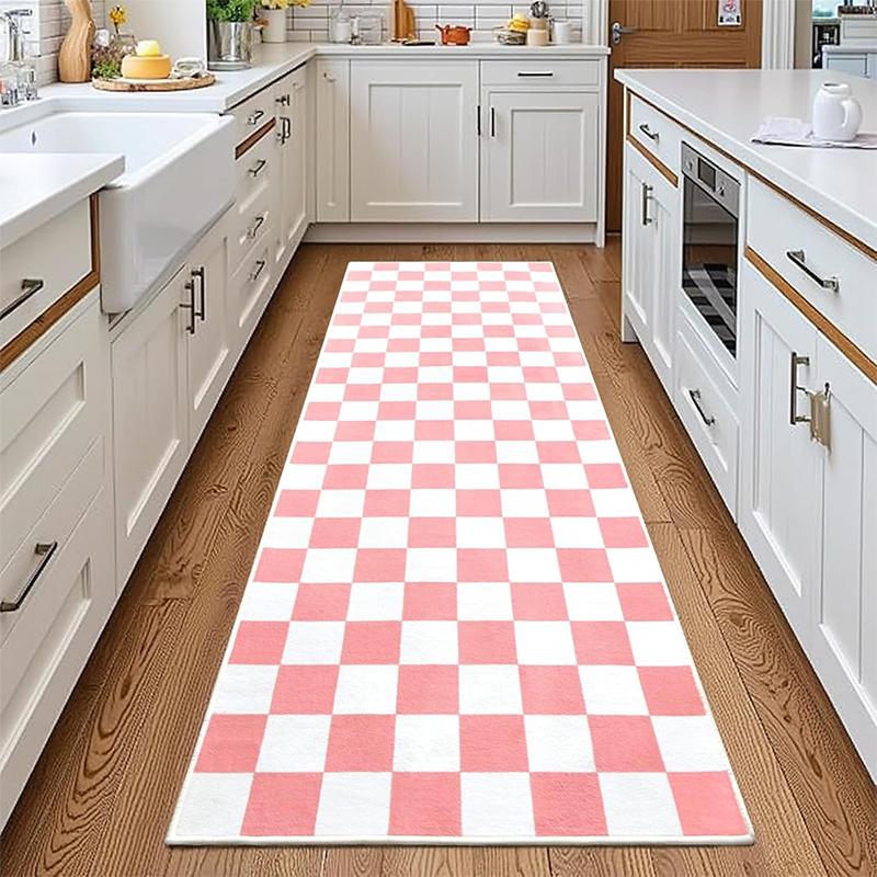 Corridor Carpet Colorful Plaid Carpets Runner Rug Machine Washable Floor Mat Home Decoration Rug for Bedroom Bedside Foot Mats