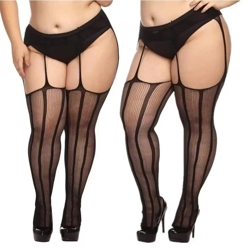 Sexy Over Knee Thigh High Lace Stockings With Silicone Anti-Slip Elastic Plus Size Stocking For Woman 3Xxxl 4Xl 5Xl