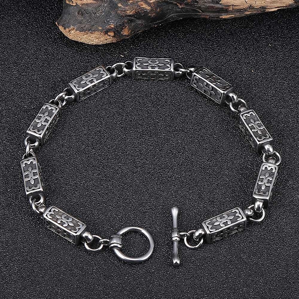 Men Stainless Steel Link Chain Bracelets Women Bangles Cuff Wristband Biker Motorcycle Bracelet