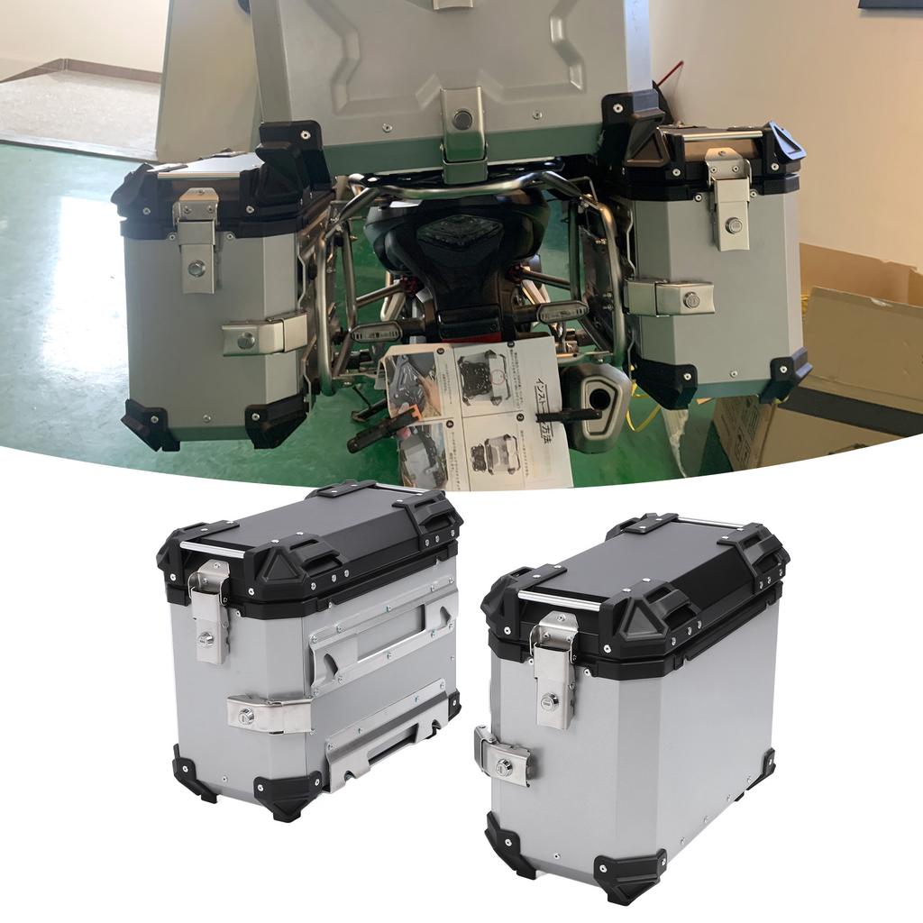 35L Motorcycle Side Case Aluminium Alloy Motorbike Hard Side Saddlebag Box with   Lock Mounting Bracket for Riding Gear Helmet