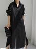 Women Lapel Collar Linen Cotton Long Shirt Dress,Loose Single-Breasted Long Sleeve Maxi Dress Casual Split Tunic Cover-Up S-2XL