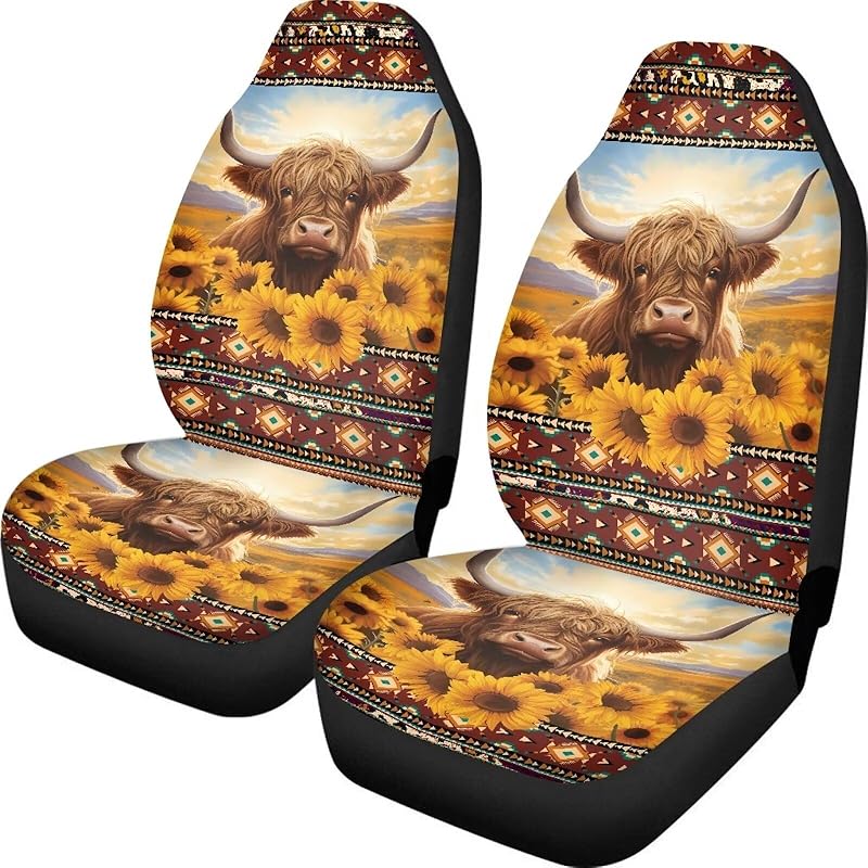Dreaweet Navajo Print Car Seat Covers for Men Women Southwest Pattern Front Seat Protector Cover Full Set of 2pc Universal Size for Car, Truck or