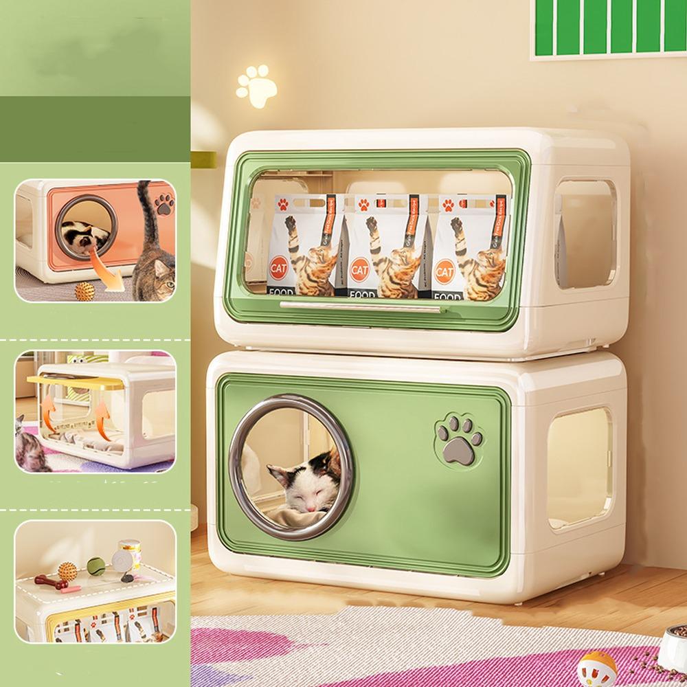 Ventilated Cat Shelter Double Layer Cat Sleep House Semi Enclosed Cat Bed  for Small Cat Dog