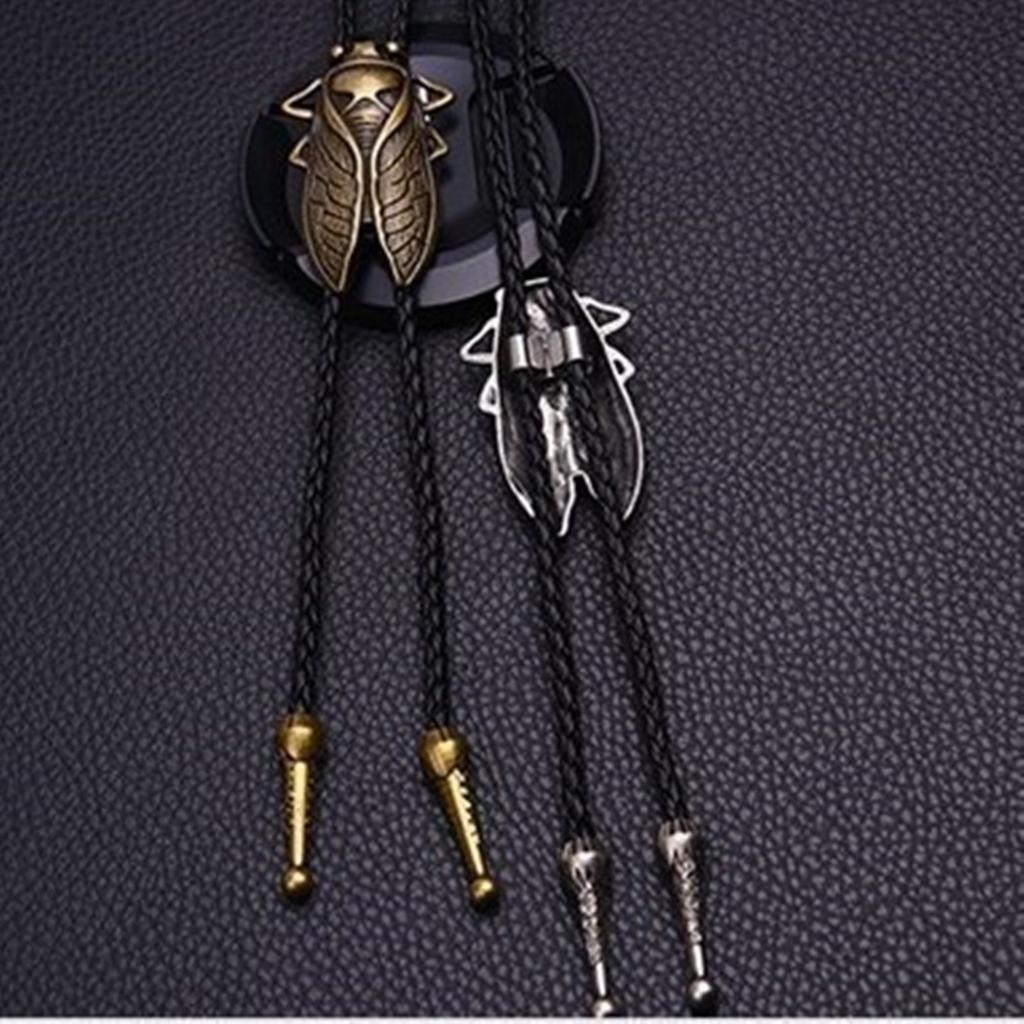 Bolo Tie for Men Western Cowboy Style Necktie with Carved Cicada Buckle Decorations Costume Accessories
