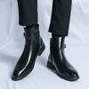 Large Size Chelsea Boots British High Top Leather Shoes Side Zipper Medium Top Martin Boots Gentleman