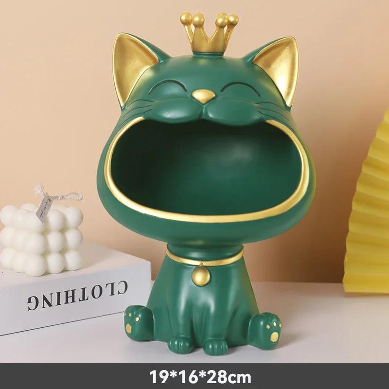 Cute Tiger 2022 Lucky Cat Figurines Money Box Tray Snack Food Storage Holder Desk Ornaments Chinese New Year Home Decoration