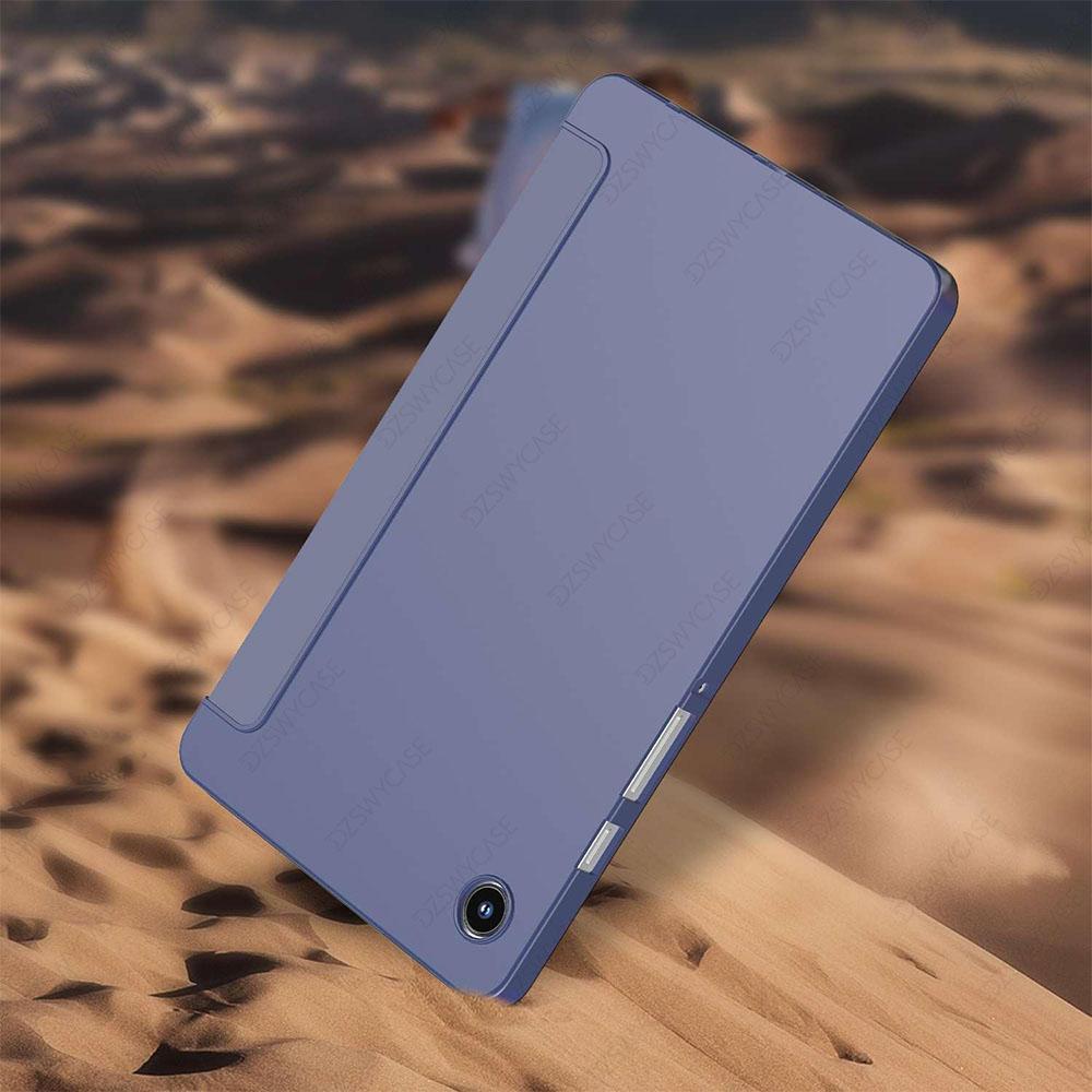 Silikonowe Etui do Samsung Galaxy Tab A9/A11 8,7 cala SM-X110 X130, Smukłe Etui z Klapką i Trójwarstwowym Stojakiem, Wsparcie Automatycznego Uśpienia/Wybudzania