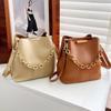Handbag PU Leather Handbag Soild Color Chain Crossbody Bag Elegant Women Bucket Bag  Travel