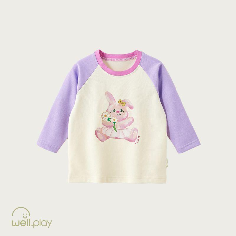 Wilberu Boys and Girls Base Layer T-Shirt Long Sleeve 2024 New Color-Blocked Cartoon Toddler Tops