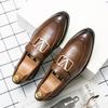 Foreign Trade Red Men's Leather Shoes 47 Business Korean Version Dress Casual Single Shoes Large Size Metal Buckle Wedding Men's Shoes 48