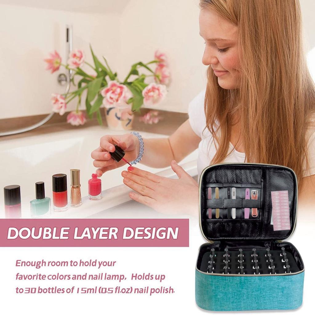 Nail Polish Organizer Handheld Double Layer CosmeticOrganizer Tote Bag For Girls And Women Nail Art, EssentialOil, Cosmetic Set