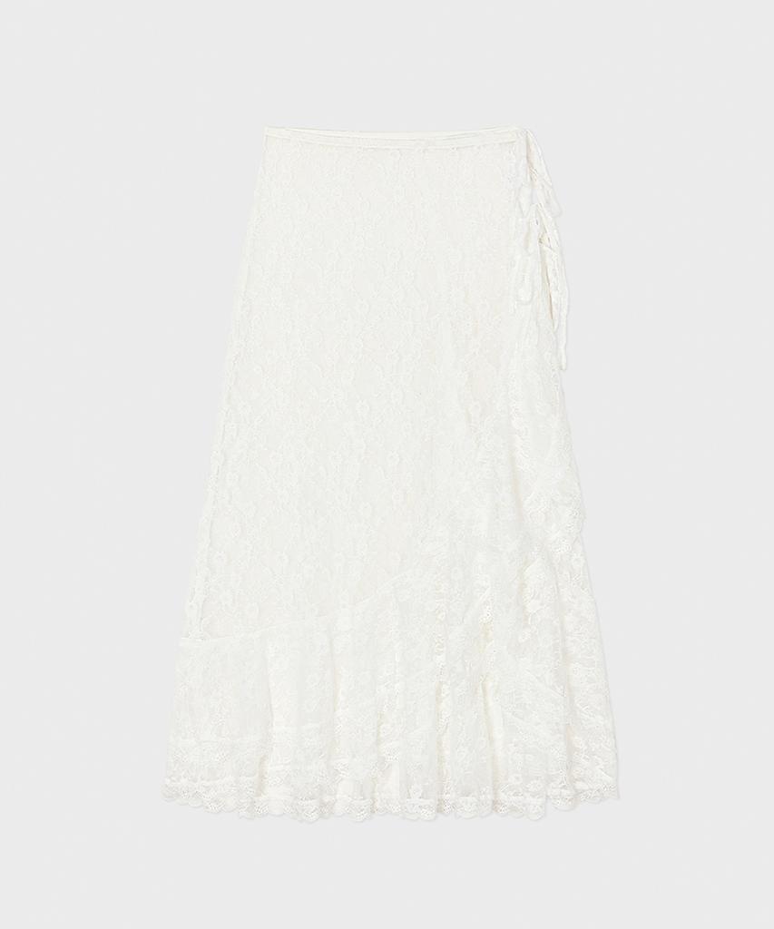 Minssio Frill Lace Wrap Skirt_Ivory