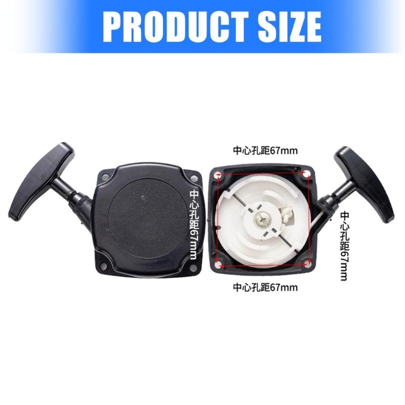 Universal Engine Recoil Starter For 43CC 49CC Garden Tool Heavy Duty Nylon Material 67mm Mounting Holes Easy Assembly