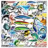 50 Fishing Graffiti Stickers Personalized Cartoon Outdoor Decoration Water Cup Suitcase Fishing Box Stickers