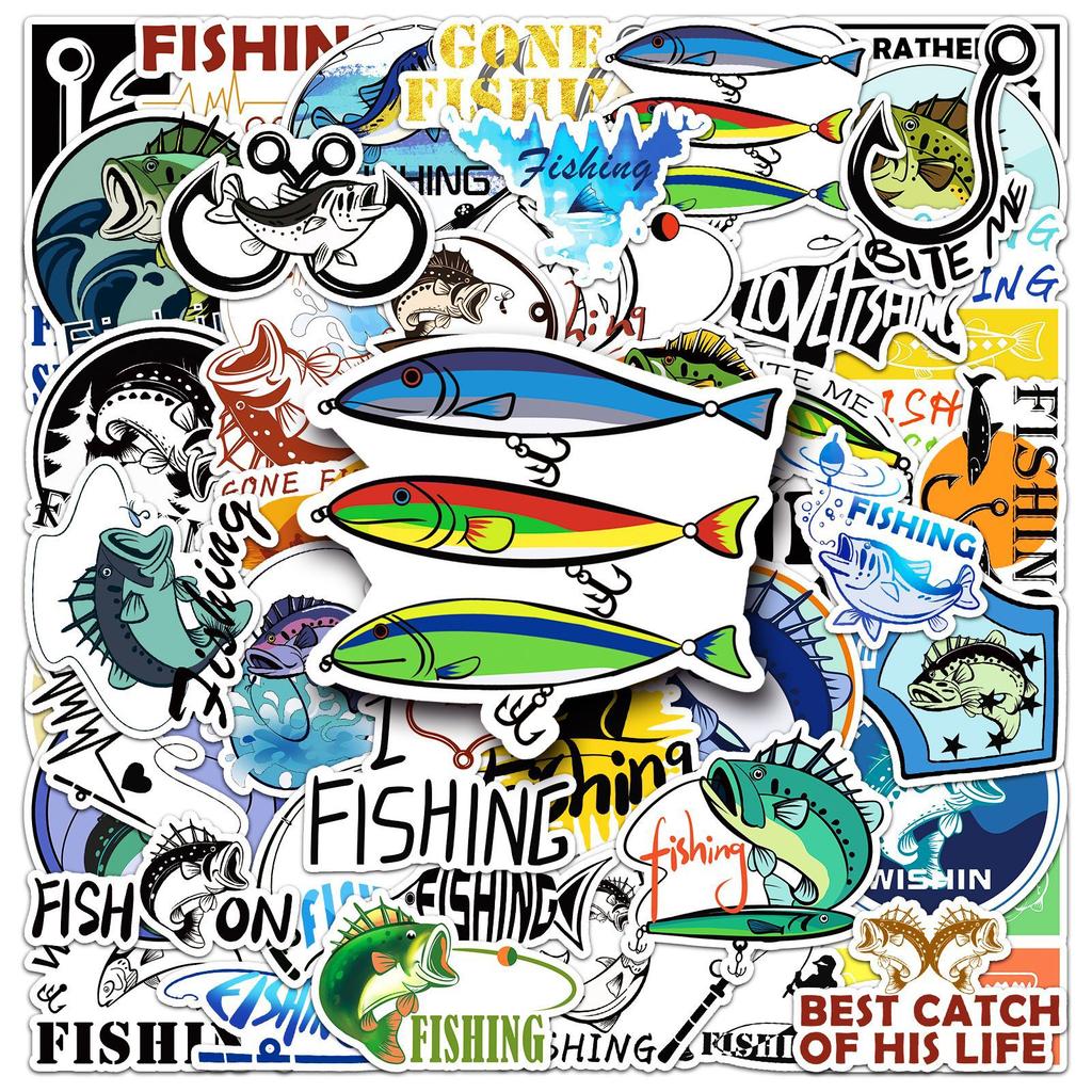 50 Fishing Graffiti Stickers Personalized Cartoon Outdoor Decoration Water Cup Suitcase Fishing Box Stickers