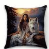 Tribal Spirit Eagle Woman Pillowcase 2D Flat Printed Peach Skin Pillow Cover Wild Animal Art Cushion Case for Bedroom Couch