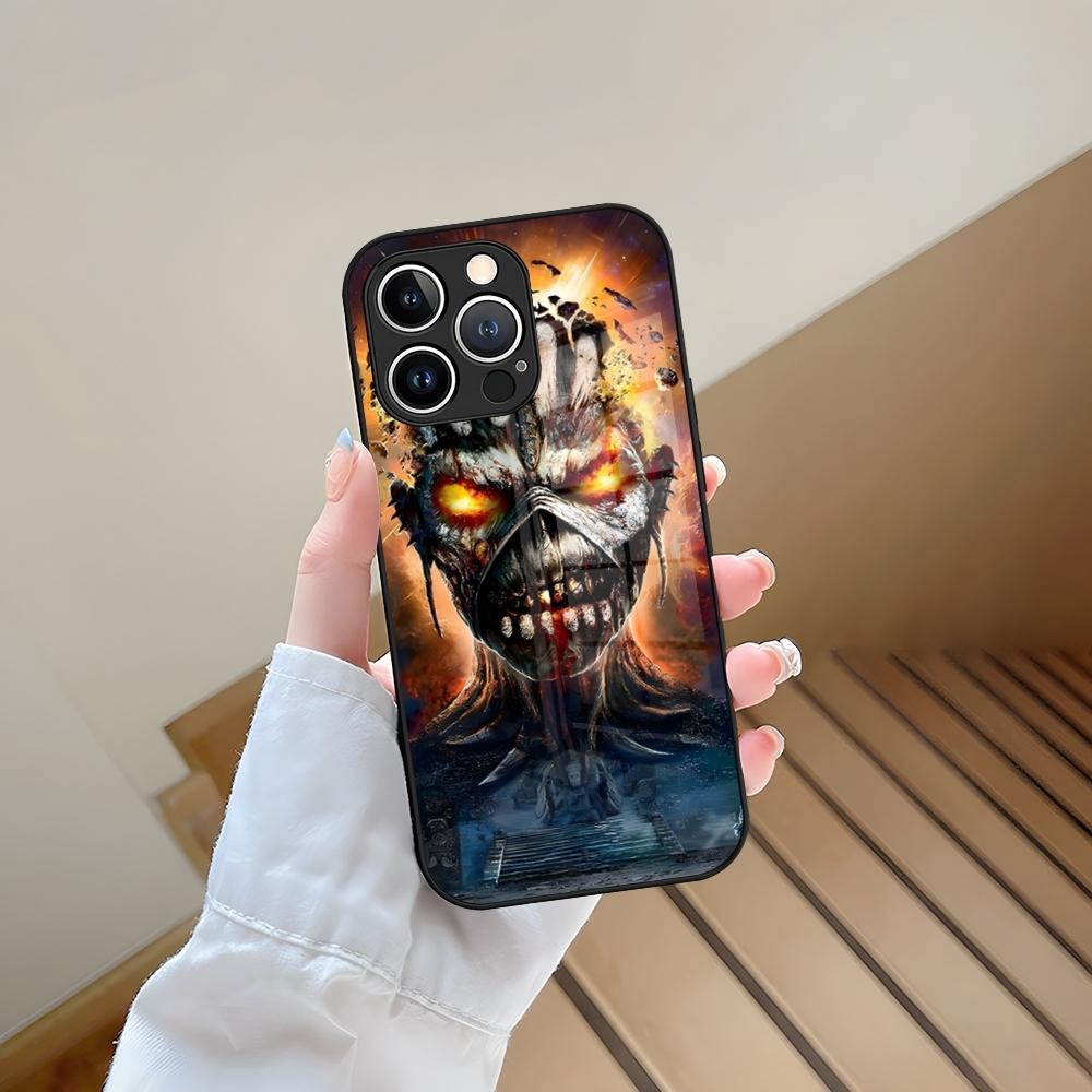 

Skeleton Rock Band fashion Phone Case Tempered Glass For iPhone 13 15 14 12 11 Pro Max Plus Mini X XR XS 8 7 6s SE2020 Coque iPhone13 mini