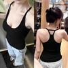 Summer Solid Color Slim-fitting and Thin Sleeveless Back Top, Female Sexy Pure Desire Style Simple Base, Outer Wear Sling Vest
