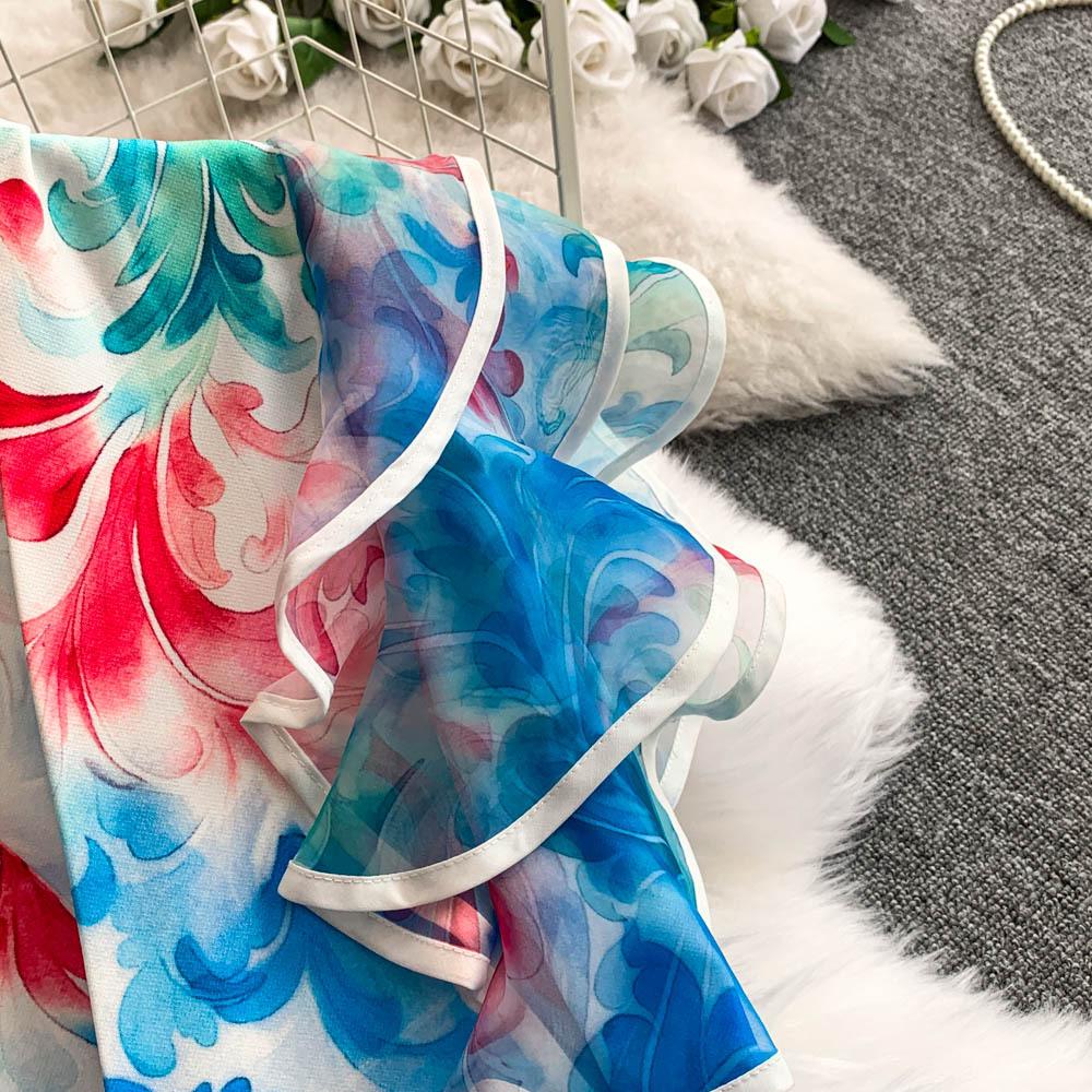 Rochii Lungi Elegante cu Imprimeu Floral Femei Vară Vacanță Mânecă cu Volane Dintr-o Bucată Petrecere Vintage Retro Rochii de Seară