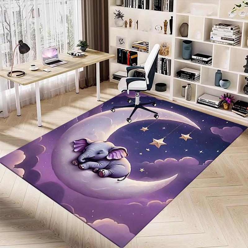 1PC Elephant Moon Anti-slip Carpet, Suitable for Office, Bedroomand Playrooms. It Can Also Be Used As a Sofa Footrest cover-R80