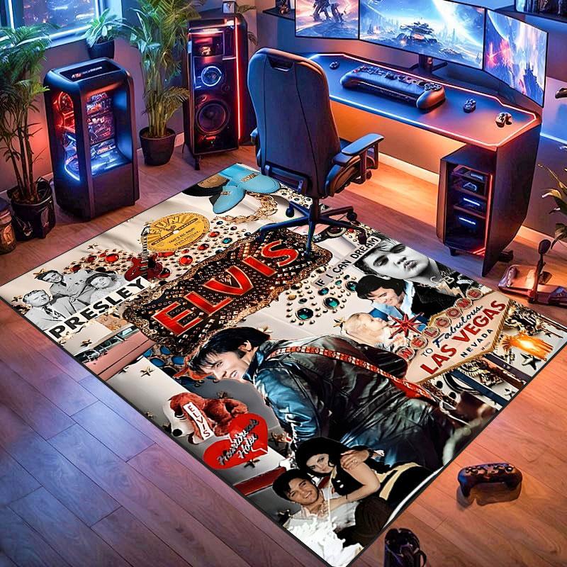 Elvis-themed rug, suitable for living room, bedroom, game room, computer room and home décor.