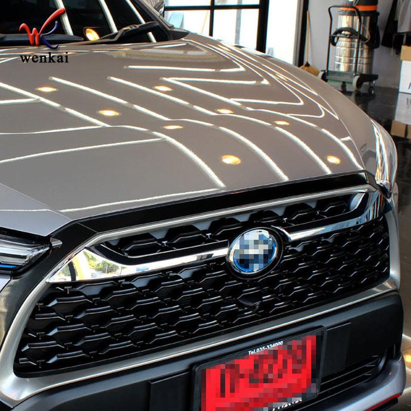 Upper Front Center Grille Grill Mesh Face Decor Strip Cover Trim For Toyota Corolla Cross - ABS Chrome /Blue Accessories