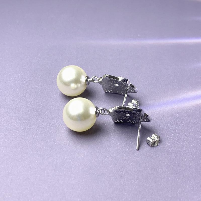 S925 Silver Needle White Copper Camellia Pearl Earrings