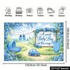 2D Planar Blue Background Fabric for Baby Shower Party. Wooden Sign with Baby Carriage Theme. Suitable for Baby Shower Party.