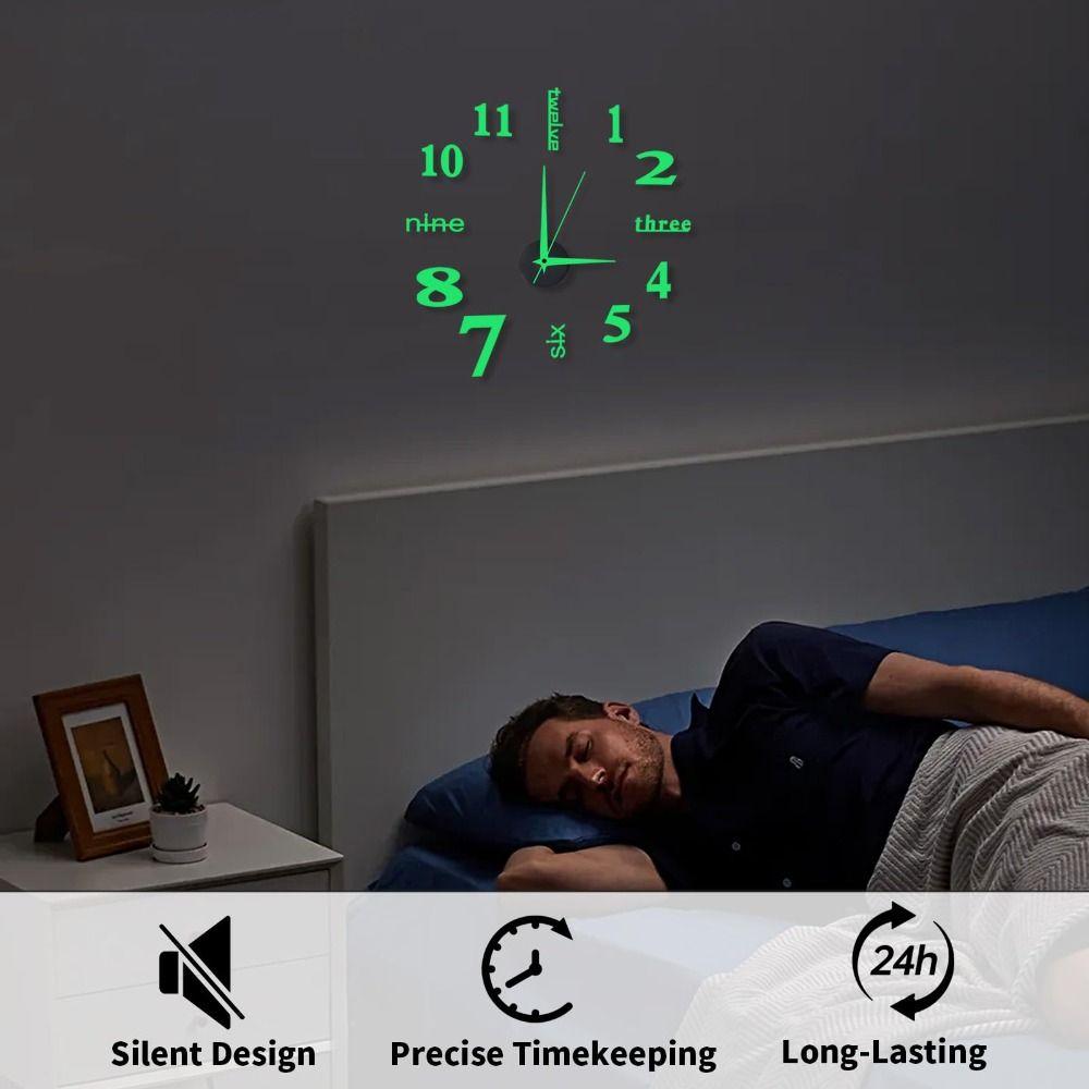 New Frameless Wall Clock Wall Mechanism Wall Decoration Digital Wall Clock DIY Home Silent Clock Living Room Office