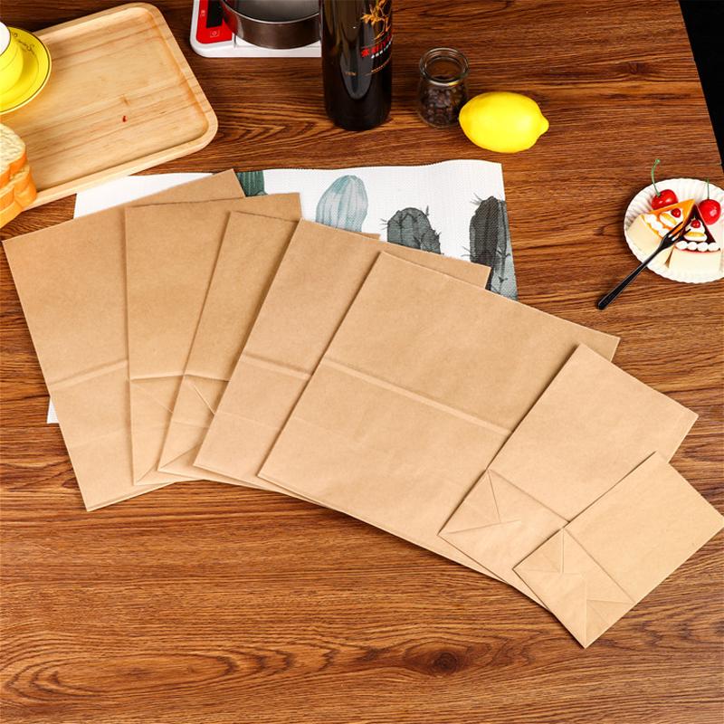 100PCS Kraft Paper Food Gift Bags – Sturdy for Cookies, Candies, Bread & Snacks – Baking Takeout Packaging, Eco-Friendly