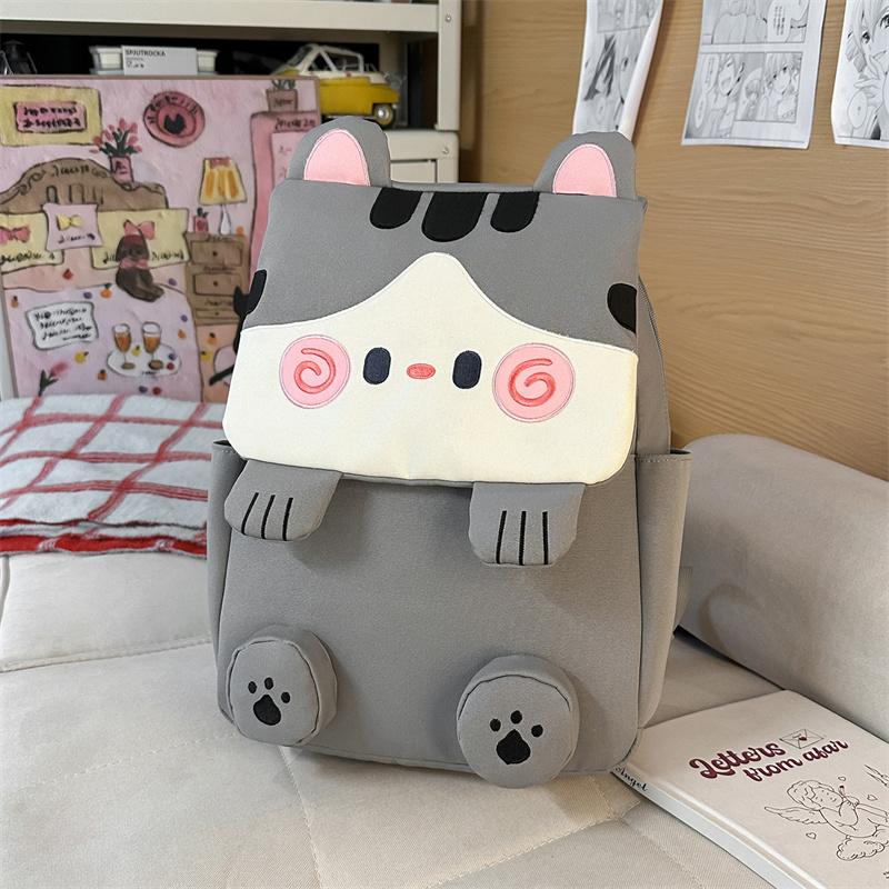 Cartoon Cat Pattern Color Contrast Large Capacity Multi-Function Backpack